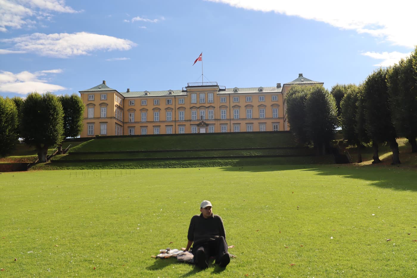 Frederiksberg Palace above the lawns of Frederiksberg Have, Copenhagen