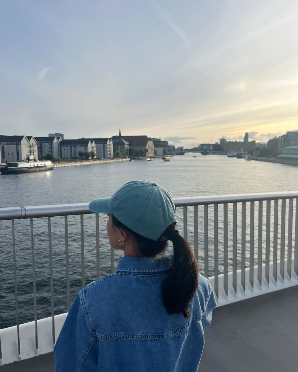 Looking out over the harbour at sunset in Copenhagen