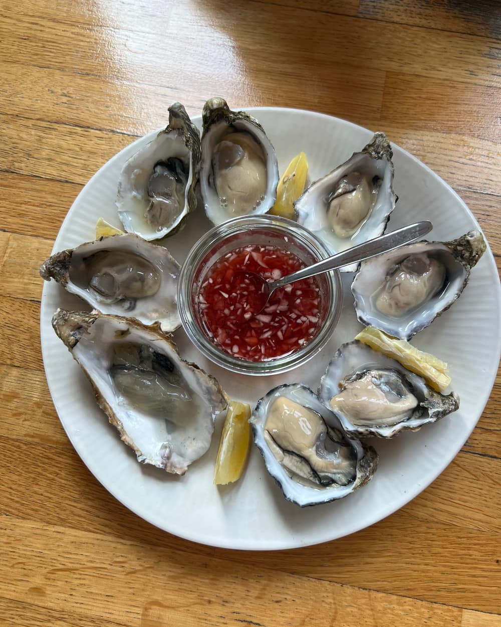 A plate of oysters at Tom's Oyster Shack, Copenhagen