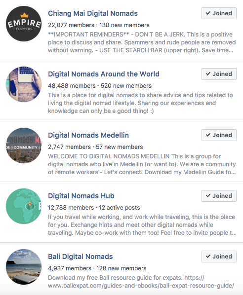 Digital Nomad Facebook Groups